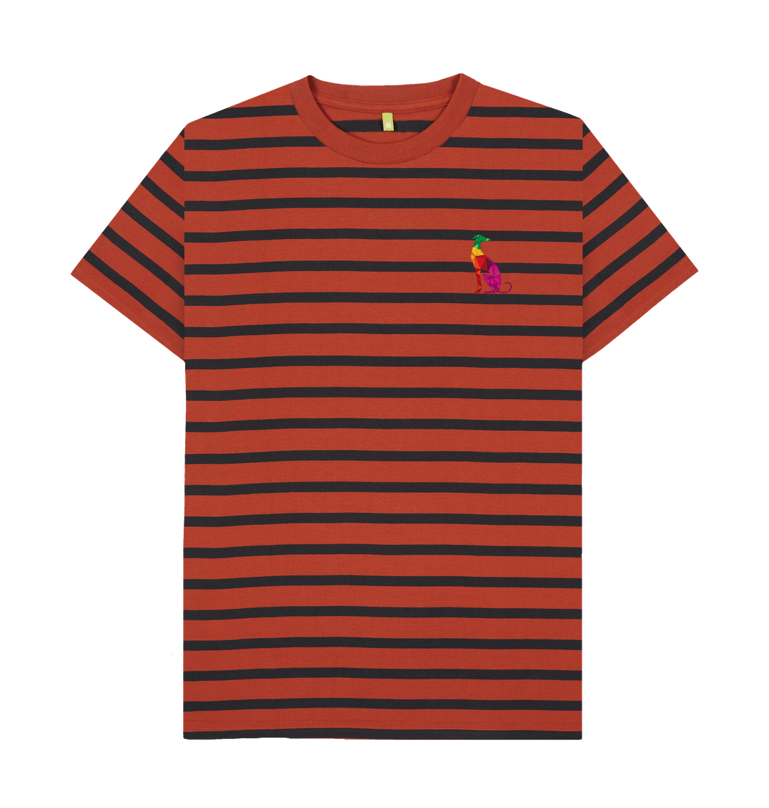 Rust & Navy Stripe Stripey Biggar Greyhound tee