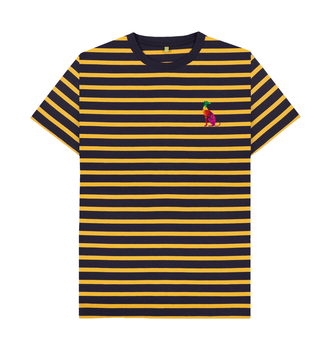 Navy & Mustard Stripe Stripey Biggar Greyhound tee