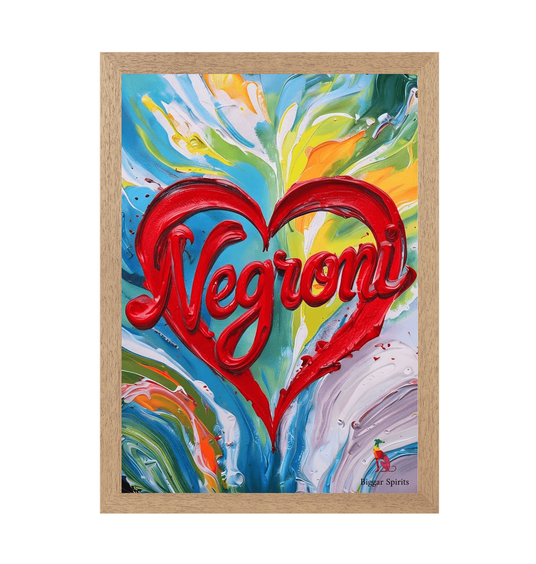 Natural Frame Negroni Heart Poster