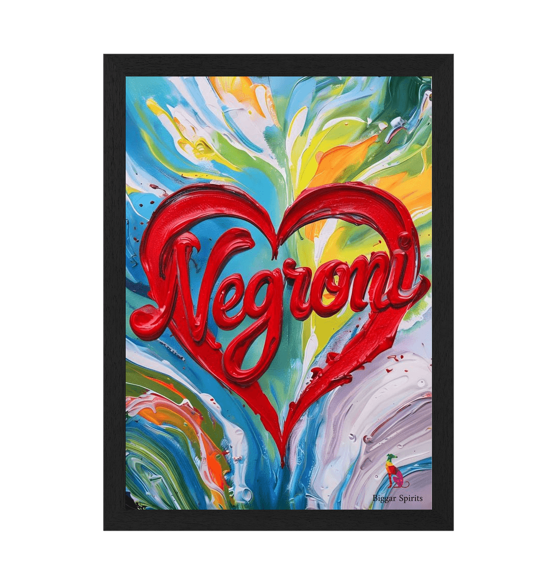 Black Frame Negroni Heart Poster